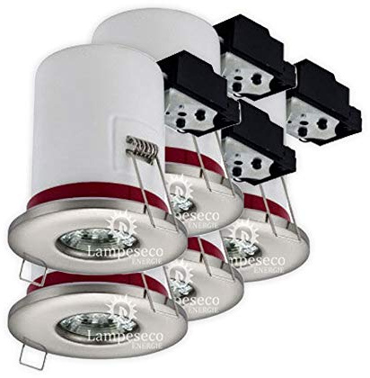 Lot de 5 Support de spot BBC Etanche IP65 Inox 87mm avec douille GU10 automatique ref. 830