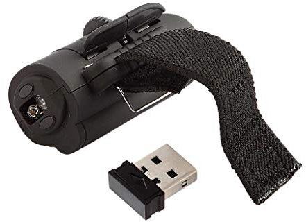 B Baosity Mini sans Fil USB Portable Optique 2.4GHz Doigt Bague Souris pour Laptop Desktop PC Ordinateur Portable - Noir