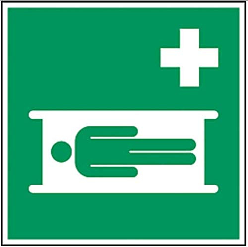 Schild Krankentrage 20x20cm Kunststoffplatte nachleuchtend E013 ISO7010 ASR A1.3 von MBS-FIRE