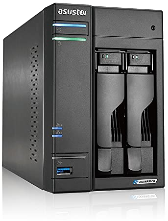 Asustor Lockerstor 2 AS6602T 2 Baies Serveur NAS Bureau Boîtier Quad Core 2.0 GHz CPU, 4 Go RAM DDR4, M.2 NVMe SSD Cache, sans disque