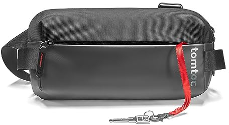 tomtoc Kompakt Sling Bag für Herren Damen, EDC Umhängetasche Schultertasche Crossbody Bag für Neu Switch 2 (2025) oder iPad mini, 3 Liter Brusttasche Bauchtasche für Reise Travel Alltag, Schwarz