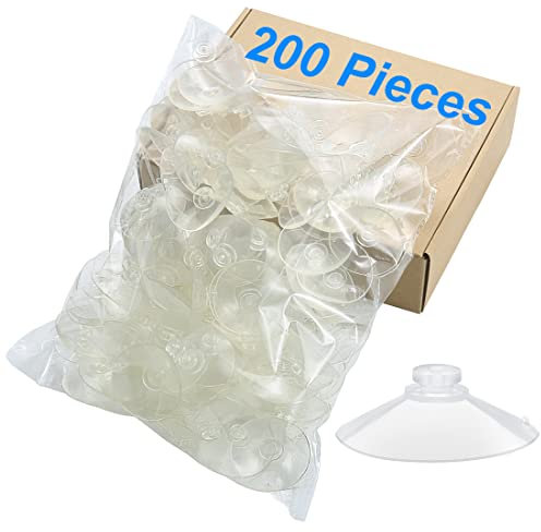 LuluEasy 200 Pieces 2.2 inch Large Clear Suction Cups for Glass, Thick Without Hooks Without Holes, Professional Heavy Duty Sucker Pads for Home Organization Decoration Window Car Bird Feeder