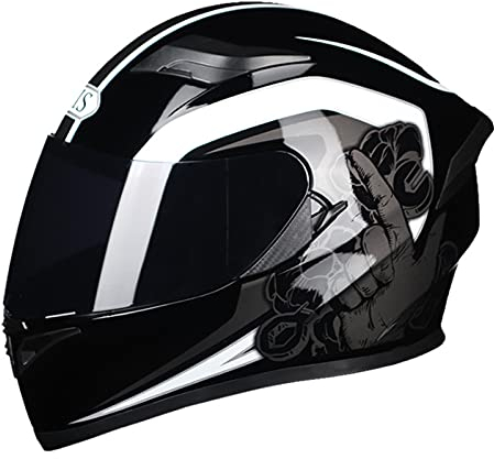 Integralhelm Motorradhelm Flip-Up Modular-Helm Sturzhelm Rollerhelm Erwachsener Herren & Damen Klapphelm Full-Face Motorcycle Helmet Stoßfester Mopedhelm DOT/ECE-Zertifizierung,Bright black 2,L