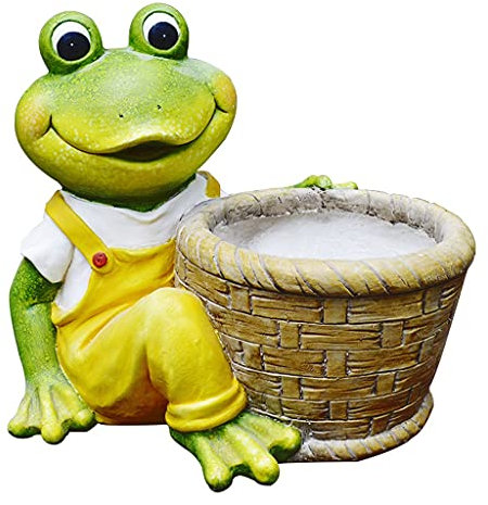 ZLASS Skulptur Dekoration Gartensimulation Frosch Großer Blumentopf Harz Handwerk Frosch Skulptur Ornamente Hof Gartenarbeit Sukkulenten Dekorative Topfpflanzen Gartenskulptur Ornamente