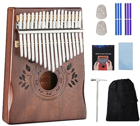 Kalimba Thumb Piano- Tragbares Daumenklavier mit 17 Schlüsseln , Mbira Fingerklavier Massivholz Kalimba Geschenke für Anfänger, Studenten und Musikfans, Vintage braun