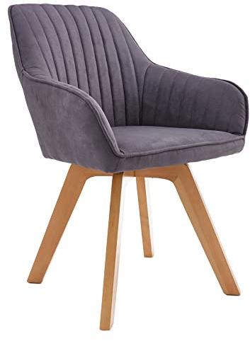 Riess Ambiente Drehbarer Design Stuhl Livorno Vintage grau Buchenholz Beine Esszimmerstuhl Küchenstuhl Besucherstuhl
