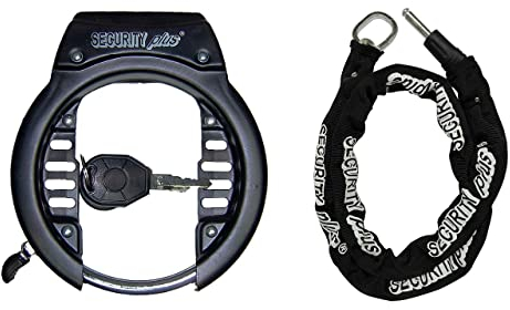 TIYO Rahmenschloss XXL-Plus mit Einsteckkette 100 cm, Security Plus, 2 Wende-Schlüssel, schwarz