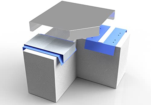 Alu-Mauerabdeckung Komplettsystem - Ecke 90° inkl. 2x Schnapphalter und 1x Stoßblech - Größe: XL, Farbe: Grau RAL 9006
