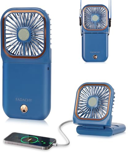 FADACHY Foldable Mini Handheld Fan - USB Rechargeable 3000mAh, 3 Speeds Personal Cooling Fan Small