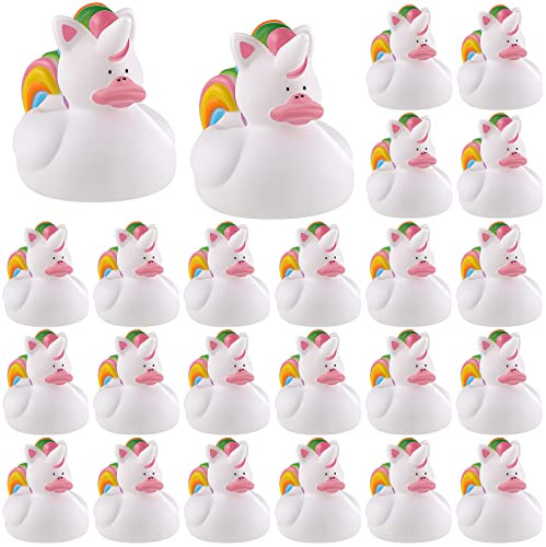 Sotiff 24 Pcs Unicorn Rubber Ducks Mini Rubber Ducks Bulk Small Rainbow Unicorn Duckies Toys for Girls Boys Birthday Pool Party Favors