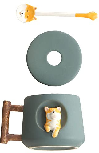 Süß 3D Hund Kaffeebecher Kaffeetasse Hundekopf Tier Tasse Teetasse mit Deckel und Löffel Teegläser Trinkgläser Kaffeeglas Wiederverwendbare Tasse Becher für Tee Milch Orangensaft Kaffee