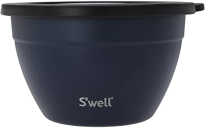 S'well Salad Bowl Kit, Azurite 1.9L - Salad Lunch Box with Condiment Container and Removable Tray - Leak-Proof and Dishwasher Safe,Black, 20.800 x 19.100 x 11.700