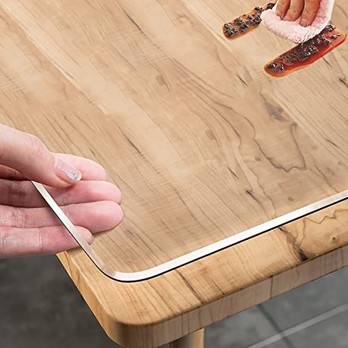 AHDFY Tischdecke Transparent 2mm, Transparente Tischdecke Mit 65°Abgeschrägter Kante, Durchsichtige Tischdecke 16h ölbeständig, Transparente Tischdecke Rechteckig, Passform Ohne Einrollen,3mm,160x90cm