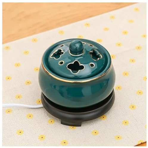 Zipinkl Bruciatore di Incenso in Ceramica, Bruciatore di Incenso Elettrico, Fornello Elettronico for Aromaterapia di Incenso con Timer Regolabile, Incensiere di Polvere di Incenso Elettronico Plug-in