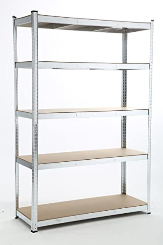 Panana 5 Tier Storage Rack Shelves Shelf Unit 180x100CM 175 kg Per Shelf Heavy Duty Metal Industrial Shelves Storage Rack Shed (180x100x40cm silver)