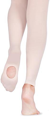 HiDance Girl's Women's Ballet Dance Tights, Ultra Soft Convertible Footed Dance Sockings Ballet Transition Tights（Ballet Pink,4-6Years）