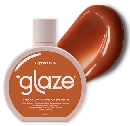 Glaze Supergloss Color Conditioning Gloss – Hydrating Semi-Permanent Color Hair Gloss & Shine Boost – Color Depositing Mask - Vegan, Cruelty-Free – 190ml - Copper Crush - Bright Copper