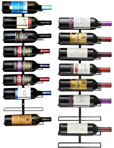 Sorbus Wall Mount Wine Rack 2-Pack – Holds 9 Bottles Each – Black Metal Wine Bottle Holders for Wall, Modern Wine Rack for Home Bar, Kitchen