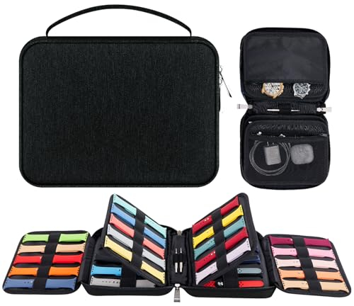 Enbagold Bolsa de Organizador de Correa de Reloj, Correa de Reloj de Organizador para 40 Correas, Nailon Impermeable Caja de Almacenamiento de Correa de Reloj para Banda de Reloj y Pasadores (Negro)