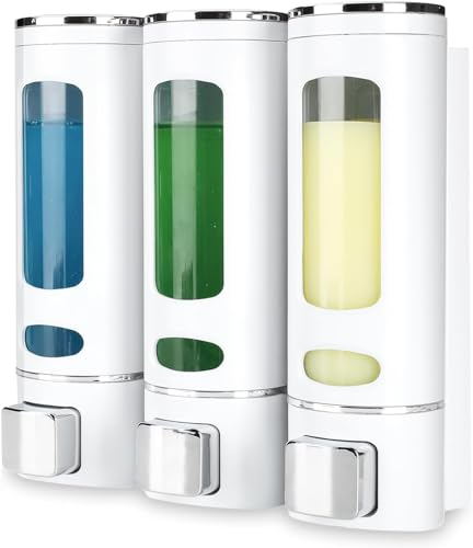 goldenwarm Seifenspender Wandbefestigung Ohne Bohren, Seifenspender Wand Set Weiß Kunststoff, Seifenspender Wandmontag für Küche, Bad, WC für Duschgel Shampoo Seife, Spülmittelspender(3x400ml)