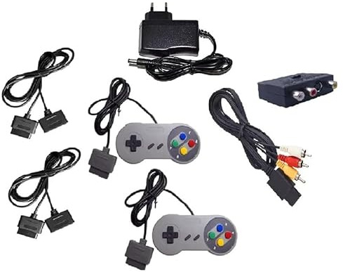 Zubehör für Super Nintendo Zubehörpaket Adapter Controller Pad Game TV Kabel Scart Kabel