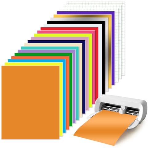 18 Farbe Smart Vinyl Permanent für Cricut Joy Xtra, 3 Transferfolie 24X31CM | Adhesive Vinyl Permanent für Cricut Joy Xtra Selbstklebend & Abnehmbar Vinyl Plotterfolie Set für DIY Tassen Auto Dekoration