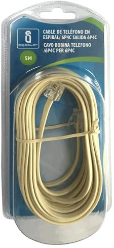 Blendend Cable telefónico en espiral, 5 m, blanco, conexión segura, flexible; ideal para instalaciones de telefonía y comunicación.