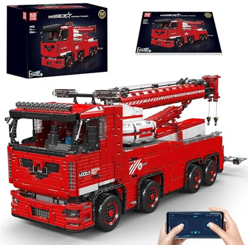 Mould King 19008 Technik Ferngesteuert Abschleppwagen, 10966 Teile 2.4Ghz RC Tow Truck mit 19 Motoren, Technik Groß Kran LKW Bausteine Modell