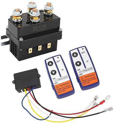 Kit de Relais de Treuil 12 V 500 A, Contacteur de Relais Solénoïde de Treuil + 2 Télécommandes de Treuil pour VTT, Motoneige, Tondeuses à Gazon, Tracteurs de Jardin