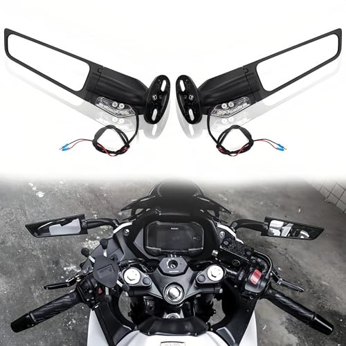 Motorrad-Rückspiegel, 360 ° drehbar mit LED-Blinkern, unsichtbare Rückspiegel für Honda CBR600RR, für Kawasaki Ninja 300, für Suzuki GSXR 600, für Yamaha, für Ducati