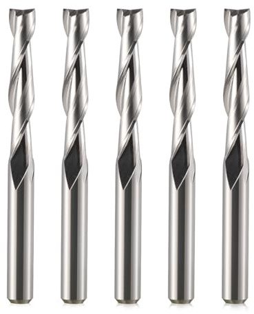 5 Stück 2-Schneiden-Karbid-Spiral-Fräser mit Aufschnitt - 4 mm Schaft, 22 mm Schnitttiefe, 45 mm Gesamtlänge für Holz, Eiche, MDF bei CNC-Schreinereiarbeiten