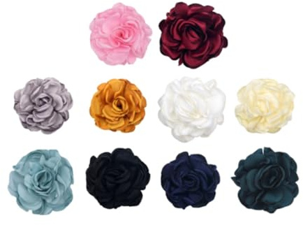 Perfeclan Lot de 10 Broches à Fleurs pour Robe, Broche de Danse, élégante, Polyvalente, pour la Saint-Valentin, décoration, Ornement, Ruban de Satin, Fleurs