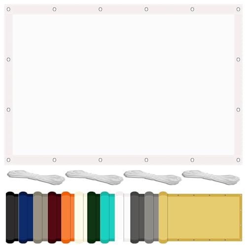 Sonnensegel Wasserdurchlässig 150 x 350 cm mit UV Schutz Pergola Sonnensegel Premium PES Polyester für Balkon Garten Terrasse, Weiß