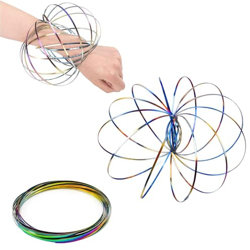 ZHAOYCSH Anneaux d'Écoulement 3D Magiques en Acier Inoxydable Arc-en-Ciel – Jouet à Ressort Interactif et Éducatif, Anneau Cinétique Anti-Stress pour Adultes et Enfants, Cadeau Sensoriel Ludique