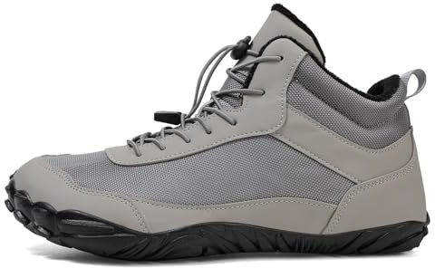 AONETIGER Scarpe Barefoot invernali da Donna e da Uomo Stivali invernali impermeabili Foderati Caldi Scarpe barefoot larghe da passeggio(6818 Grigio,36)