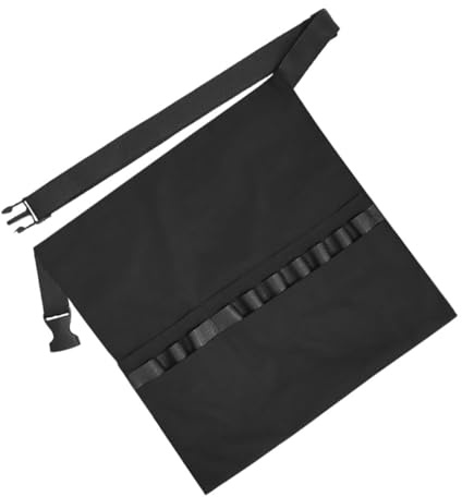 INOOMP Friseurschürze Mittelgroß Verstellbar Schwarzer Stoff Bund mit Werkzeugtaschen für Friseure Salon und Heimgebrauch