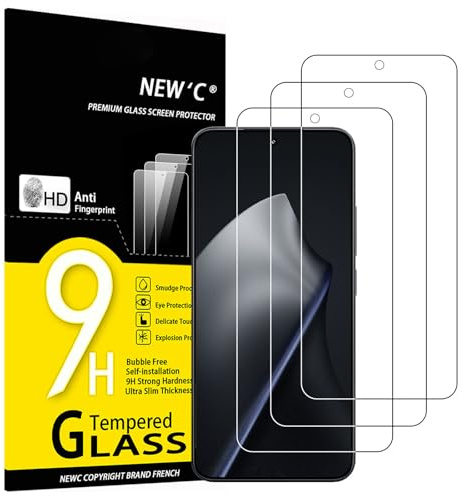 NEW'C 3 Pack, skärmskydd i glas för Xiaomi 15T, Xiaomi 15T Pro (6,83 tum), bubbelfri, 9H hårdhet, 0,33 mm ultratransparent, ultrabeständigt härdat glas