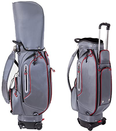 Golfschläger-Cart-Taschen for Damen/Herren, Golf-Transport-Cart-Tasche mit Universalrädern/Bremsen, leichte Trolley-Tragetasche 6-Wege-Trennung for den Golfplatz(Grey)