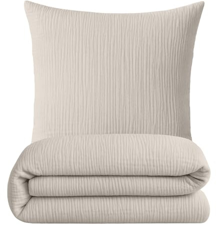 sleepling Musselin Bettwäsche, 155x220 cm + 80x80 cm, Beige