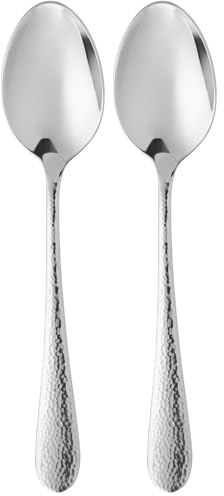 WMF Sitello Menülöffel 21,3 cm, Cromargan Edelstahl poliert, Esslöffel, Esslöffel, Suppenlöffel, Hammerschlag, ergonomisch, glänzend, spülmaschinengeeignet, silber (Packung mit 2)