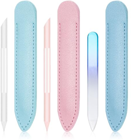3 Stück Glas Nagelfeile Cuticle Pusher Doppelseitige Glasnagelfeile Professionelle Präzisionsfeile Hautschieber Nagelhautentferner Maniküre Stick