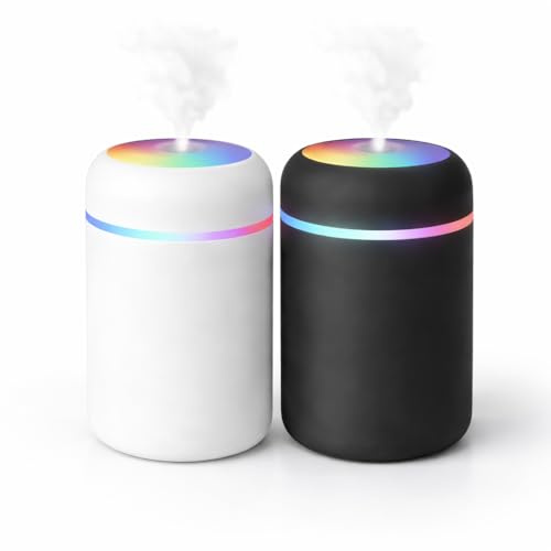 HiFEN® Mini Personal Air Humidifier 300ML – USB Type-C Ultrasonic Cool Mist Humidifier with Night Light, Quiet Portable Desktop Humidifier for Bedroom, Office, Baby Room & Plants