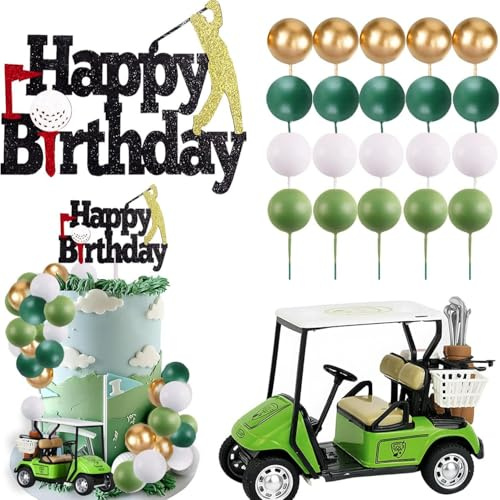 Dusenly 2026 New Golf Cake Decorations Mini Golf Cart Toy Golf Birthday Cake Toppers for Golf Theme Birthday Party Decoration Supplies
