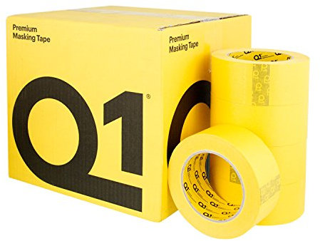 Q1 - 2 inch (48mm x 55m) Premium High Performance Automivite Yellow Masking Tape - High Temperature - Case of 20 Rolls