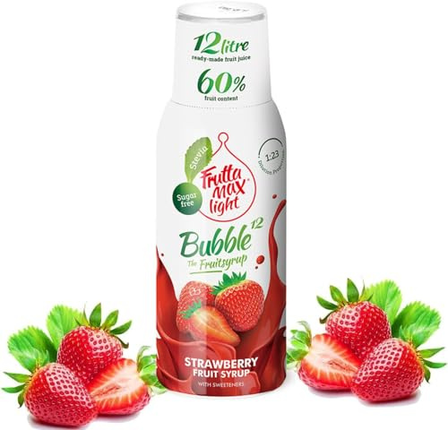 Light - Bajo en carbohidratos - Jarabe de fitness de FruttaMax | Azúcar Cero | con Stevia | 60% Contenido de Fruta 500ml (Fresa Light)