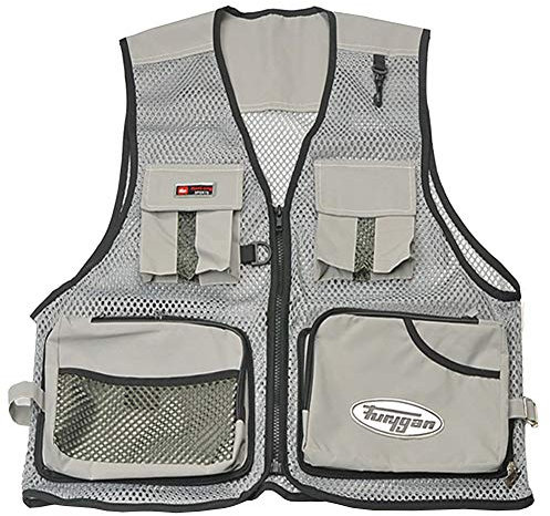 Shengwan Herren Sommer Outdoor Sport Weste mit Vielen Taschen Netz Atmungsaktiv Angelweste für Angeln Jagd Camping Fotografie Safari Grau M