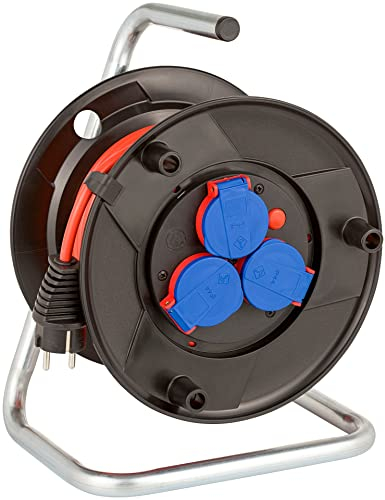 Brennenstuhl Garant® enrollacables con cable de 20 m para exteriores (cable en rojo, hecho de plástico especial, para uso corto en exteriores, IP44)