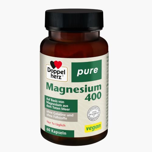Doppelherz pure Magnesium 400 | Auf Basis von Magnesium aus dem toten Meer – Vegan – 60 Kapseln