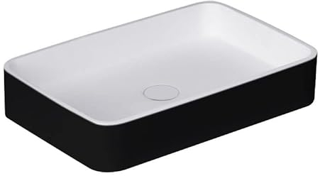 StoneArt Waschbecken Mineralguss Aufsatzwaschbecken Waschtisch Handwaschbecken Waschschale für Bad und GÄSTE WC LC111 55x35cm schwarz-weiß matt