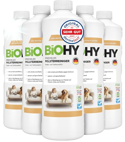 BiOHY Nettoyant premium pour tissus d'ameublement (6 x 1l Bouteille) | Bio concentré pour meubles rembourrés, canapés, tapis & textiles | détachant désodorisant (Premium Polster)